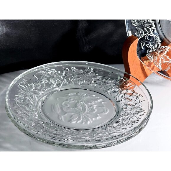 Princess House Fantasia Dessert Plate 6" set-3 bread dish crystal frosted center - Picture 3 of 4